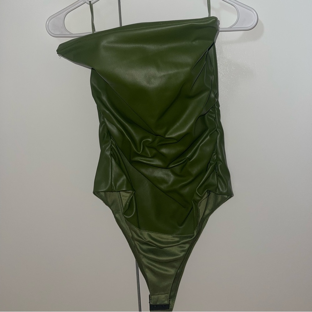 Zara NWT green leather body suit